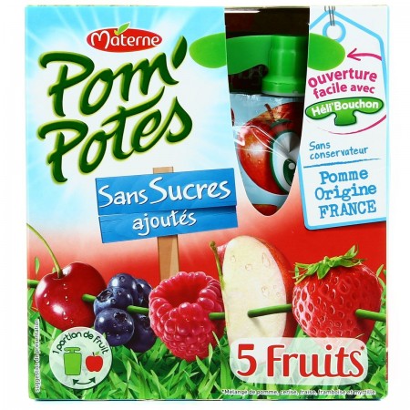 Pom'Potes 5 Fruits Rouges sans sucres ajoutés
